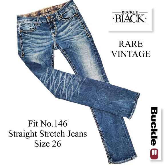 Buckle Denim - BUCKLE BLACK Vintage Y2K Fit No. 146 Low Rise Straight Stretch Jeans Womens 26